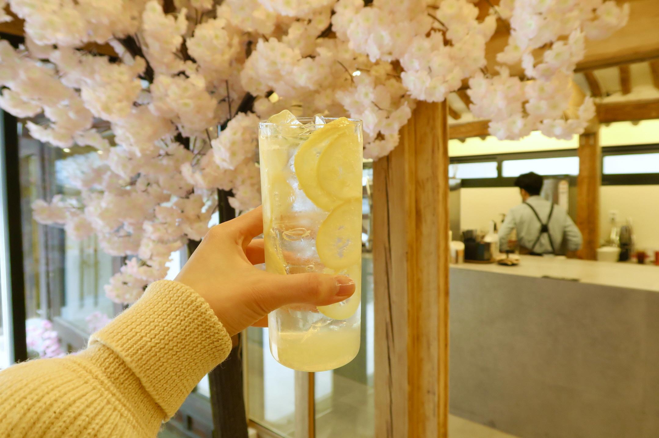 Inside the hanok cafe at J.Hidden House